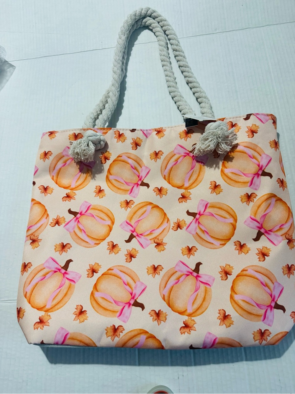 Pumpkin and pink bow Tote Bag BNWT